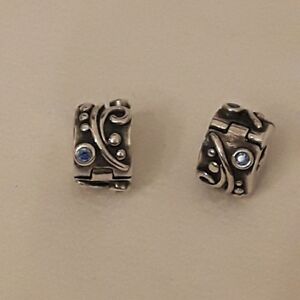 Pandora Tendril blue CZ clip charms  set (2)  925 ALE